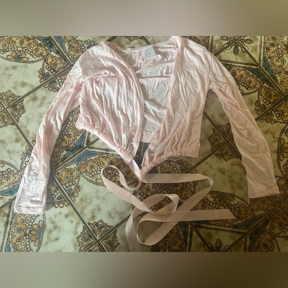 Flo dancewear Crossover Long Sleeves Wrap Top in pink Medium gymnastics ballet - Picture 3 of 9